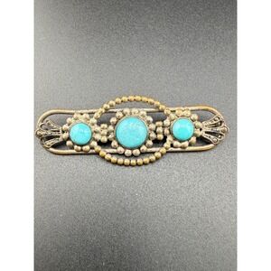 Vintage Brooch‎ Faux Turquoise Cabochon Western Boho Style